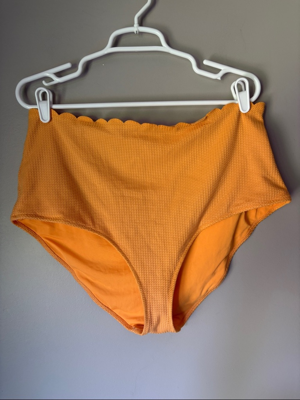 AERIE Waffle Scalloped High-Waist Full Coverage Bikini Bottom